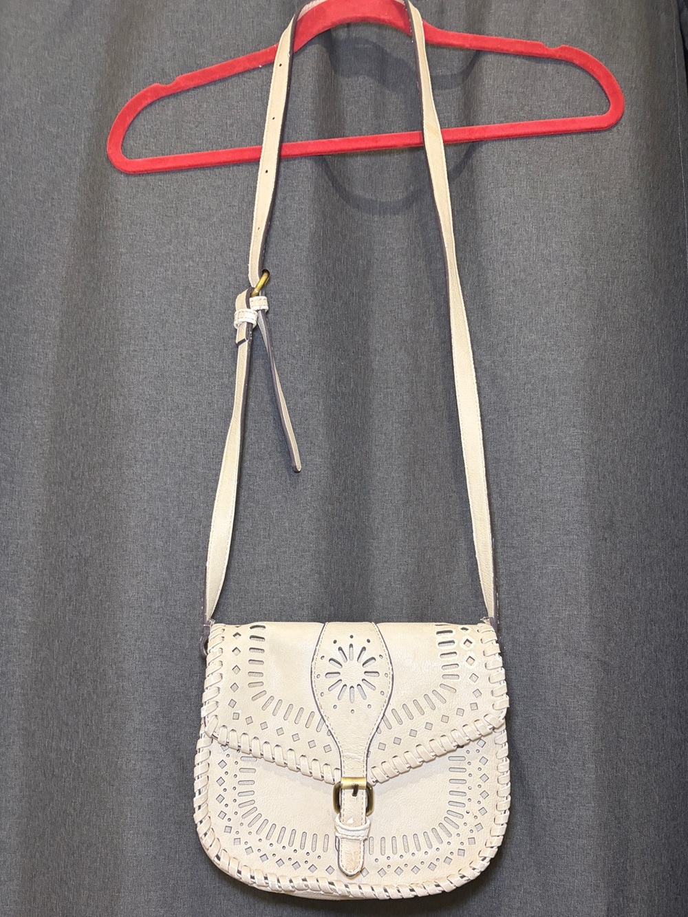 Sole Society Woven Detail cream western Crossbody Bag